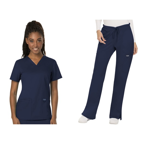 Cherokee Scrub Set for Women, V-Neck Top & Drawstring Flare