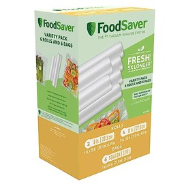 FoodSaver Vacuum Sealer Bags & Rolls | Variety Pack for Airtight Food Storage and Sous Vide | Keeps Food Fresh up to 5X Longer | 6 Rolls and 6 Bags