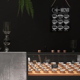 Retro Coffee Bar Menu Wall Decor - Rustic Wooden Hanging Sign Decor for Coffee Lovers - Cafe Print Wall Art for Farmhouse Kitchen & Cafe, 8x10 Inches -B36