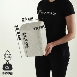 KADAX Rubbish Bin with Swing Lid, Waste Bin with Lid, Plastic Waste Bin, Swing Lid Bin, Waste Paper Bin with Roll Lid (White)