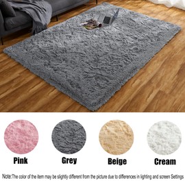 Ceneco Rugs for Bedroom,Grey Rugs Living Room,Fluffy Soft Rug,Machine Washable Non Slip Square Carpet for Bedside,Office,Living Room,Lounge(Grey, 90x160 cm)