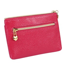 Women's Leather Purse Coin Purse Zip Pocket Size Pouch Coin Purses, Rose Red, coin purse