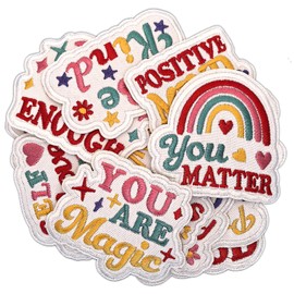 16Pcs Positive Affirmations Iron on Patches，Motivational Phrases Embroidered Sew on Applique for Bags Clothes Jackets（C）