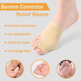 Bunion Corrector Relief Sleeve, Bunion Straightener Brace Cushions, Toe Spacer Fix Bunions, Hallux Valgus Relief, Orthopedic Brace Big Toe Alignment with Gel Toe Separator