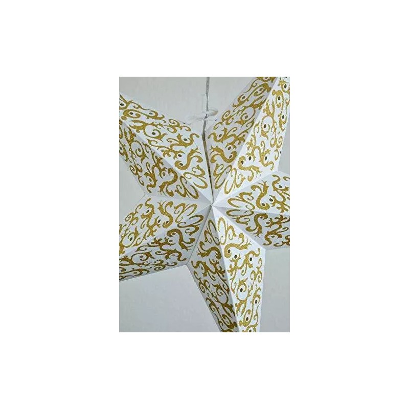 Quasimoon 24" Gold Bramble Glitter Paper Star Lantern, Hanging Decoration