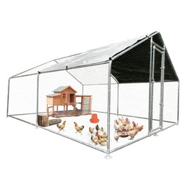 Large Chicken Coop Metal Chicken Runs for Yard with Cover Outdoor Pet Pens Poultry Cage Duck Rabbit House Backyard Use (13'Lx10'Wx6.6'H)
