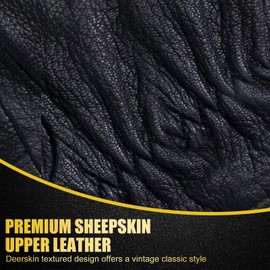 LOKZEER Winter Leather Gloves: Touchscreen Windproof Gloves for Mens Thermal Sheepskin Leather Warm Wool Lined for Motorcycle Driving (Black,S)