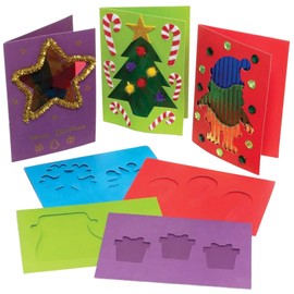 Baker Ross FE946 Christmas Aperture Greeting Cards - Pack of 15, Card Blanks for Card Making, Make Your Own Christmas Cards, Ideal for Kids Arts and Crafts Projects