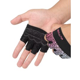 KUTOOK Weight Lifting Workout Gloves for Men/Women, XRD Padded Grip Gym Gloves, Breathable Partial Gloves for Calluses, Weightlifting Gloves for Exercise, Kettlebell, Pull-Ups Rose Red Blue Small