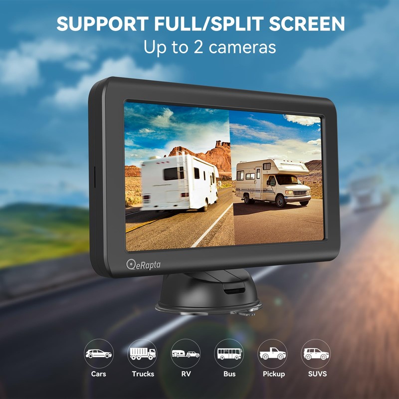 eRapta Wireless Backup Camera Magnetic: 5” Portable, 1-Min Install-Free Trailer
