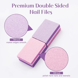 CGBE Pack of 50 Buffer for Nails, Nail Buffer Blocks 100/180, Buffer Sanding Blocks Polishing Blocks Nail File Block Double Sided for Gel Nails and Acrylic Nails, Nail Polishing Block Washable, Pink/Purple