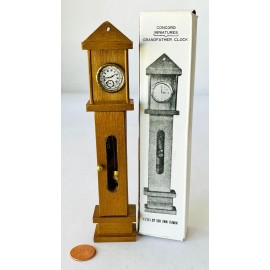 Concord Miniatures Grandfather Clock for Dollhouse 1:12 Simple Wood in Box 6.5"