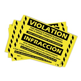 100 MESS Parking Violation Stickers Hard to Remove - No Parking Stickers - Bad Parking Stickers - Super Sticky Warning Stickers for Towing Parked Cars 8x5 in (Yellow Bilingual, 100)
