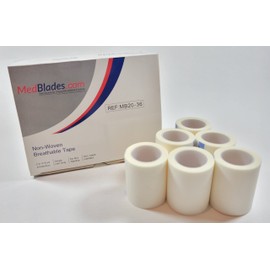 MedBlades Box of 6-2" x 10 Yards First Aid Adhesive Clear Surgical Bandage Tape for Wound Dressing Care No Latex, Breathable and Hypoallergenic