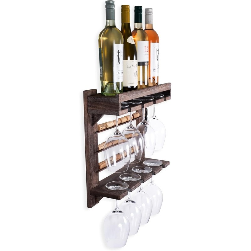 Rustic State Stemware & Wine Holder Wall Mounted Shelf -