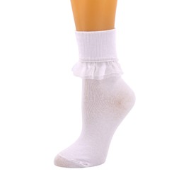 SEMOHOLLI Women Ankle Socks, Women Lace Ruffle Frilly Ankle Socks Fashion Ladies Girl Princess (1 Pairs-white)