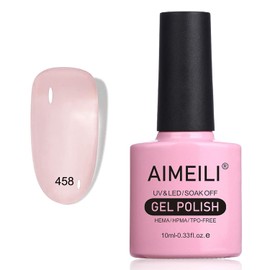 AIMEILI Semi-Permanent UV/LED Gel Nail Polish Soak Off Nude Pink White Semi-Permanent Nail Polish Long-lasting Manicure Colors - (458) 10ml
