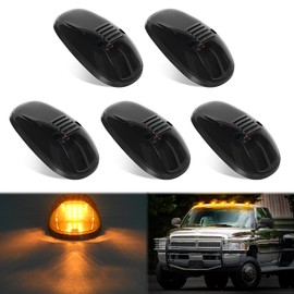 Nilight LED Cab Marker Lights 5 PCS 9 LED Smoke Lens Amber Roof Running Clearance Light Compatible with 1999 2000 2001 2002 Dodge Ram 2500 3500 Pickup Trucks