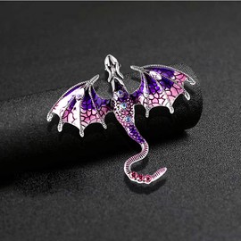 Enamel Dragon Brooch Vintage Punk Dragon Animal Brooch Domineering Flying Dragon Brooch Personality Clothing Hat Bag Accessories for Men Women (Purple)