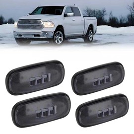Fullux LED Side Marker Light fit 2010-2017 Dodge Ram 3500 All Models 2011 2012 2013 2014 2015 2016 4Pcs Mount Marker Lights Smoked