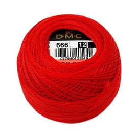 DMC 116 12-666 Pearl Cotton Thread Balls, Bright Red, Size 12