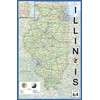 Illinois Physical State Map - 15.1 x 23.3 Inches -