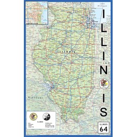 Illinois Physical State Map - 15.1 x 23.3 Inches - Paper Laminated