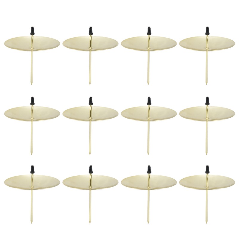 12pcs Candle Plate Iron Material 7x6.5cm/2.8x2.6in Gold Stable Reliable Decorative