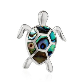 NKlaus 15359 Turtle Pendant Abalone Mother of Pearl Blue 925 Silver 19 x 16 mm, Silver