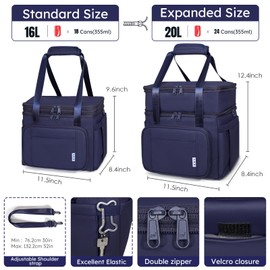 NOL Natural Organic Lifestyle Insulated Lunch Bag for Women/Men, Large Double-layer Expandable Leakproof Lunch Cooler Bag, Lunch Tote Bag With Side Tissue Pocket for Office Travel Picnic (Navy blue
