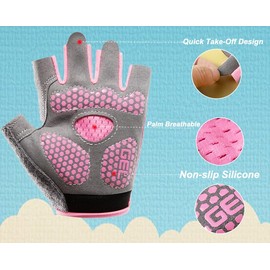 Mealah Half-Finger Kids Sport Bike Gloves - Non-Slip Fingerless Kids Cycling Climbing Gloves for Boys and Girls Age 5~9