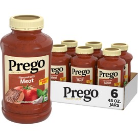 Prego Italian Tomato Pasta Sauce Flavored With Meat, 45 OZ Jar (Case of 6)