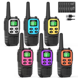 MaxTalker Walkie Talkies Long Range for Adults, Rechargeable Walkie Talkies 6 Pack with 22 FRS Channels, 2 Way Radios, NOAA, Li-ion Battery, LED Flashlight, VOX Gift for Family Camping