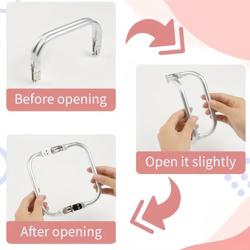 4 PCS Aluminum Purse Frame Clutch Bag Clasp U-Shaped Metal