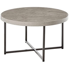 Target Marketing Systems Era Series Round Metal Base, Modern Industrial Accent Cocktail and Magazine Holder for Living Room, Bedroom and Home Office, Coffee Table 31.5" W, Gray