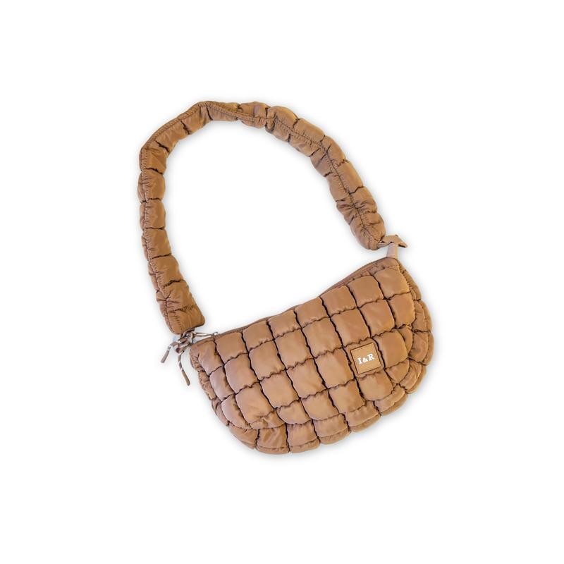 Half Moon Iris Puff Bag (#24235) Nylon Crossbody Bag:_Olive