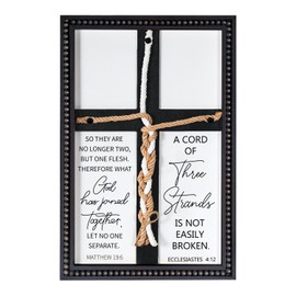LakWilows A Cord of Three Strands Wedding Ceremony Sign 15x10 Unity Rope Cross Braid with Bible Verses, Rustic Wedding Unity Ideas, Anniversary Marriage Gifts for Couple