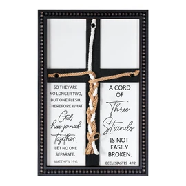 LakWilows A Cord of Three Strands Wedding Ceremony Sign 15x10 Unity Rope Cross Braid with Bible Verses, Rustic Wedding Unity Ideas, Anniversary Marriage Gifts for Couple