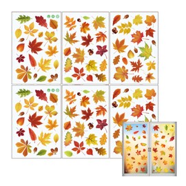 174 Pcs Fall Window Stickers, Fall Decorations, Fall Leaves Window Clings Decor for Home Thanksgiving Fall Leaves Pine Cones Party Decor