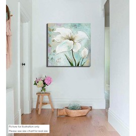 Niwo ART - Teal Poppies, Flower Canvas Wall Art Home Decor,Framed Ready to Hang