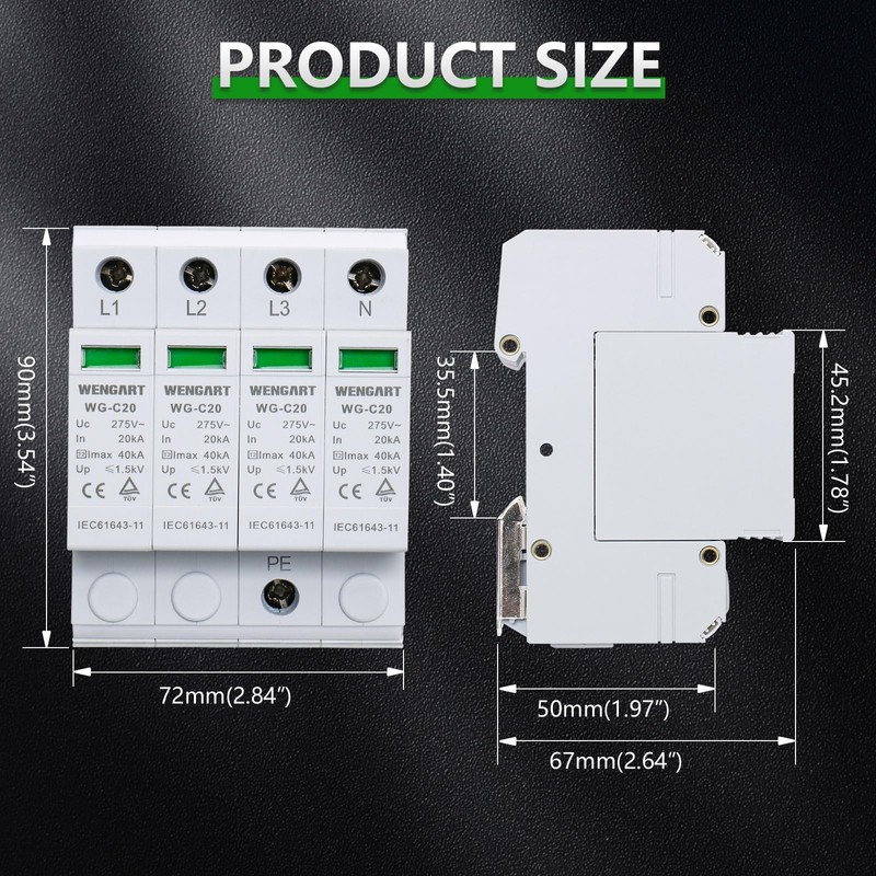 Wengart Surge Protection Device WG-C20,20-40KA AC275V SPD Domestic Deflector Electronic
