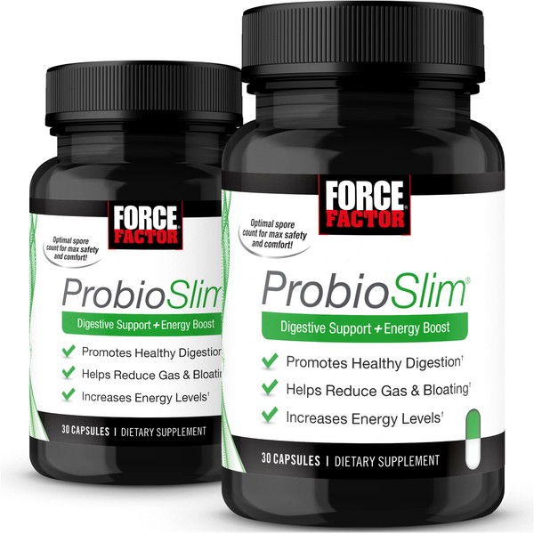 Force Factor ProbioSlim, 2-Pack, Probiotic Supplement for Women and Men with Probiotics and Green Tea Extract, Reduce Gas, Bloating, Constipation, Support Digestive Health & Gut Health, 60 Capsules