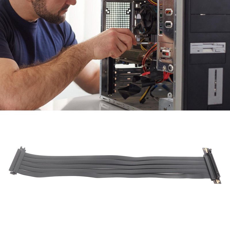 PCIE 4.0 X16 Extender Right Angle 64GB/s Shielded Plug and