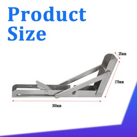 CEEYSEE Pack of 2 Folding Console 300 mm Heavy Duty Stainless Steel Folding Console Folding Angle 90 Degree Space Saving Folding Shelf for Study, Garage, Office, Table, Home, Kitchen (Silver 300 mm)