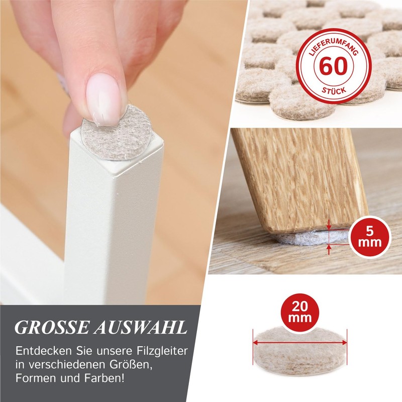 3/4" Diameter Heavy Duty Felt Pads - 60 Pcs (10