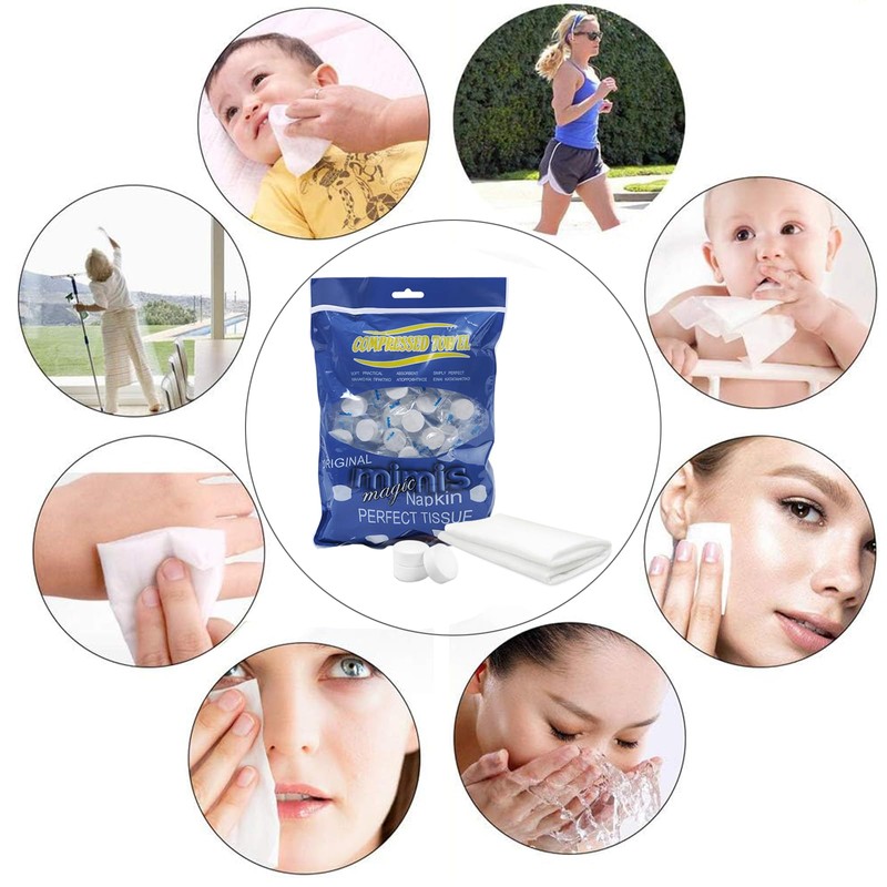 ChaneeHann Komprimierte Handtücher und Mini Handtücher aus Baumwolle 100 Stück