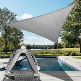 ColourTree Heavy Duty 16' x 16' x 16' Grey Sun Shade Triangle Pro Ring Shade Sail, 260 GSM Commercial Grade UPF50 Sunshade, Reinforced Corners & Edges - 5 Years Warranty (We Make Custom Size)