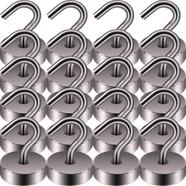 Neosmuk Magnetic Hooks, Cruise Ship Essentials, 40lb+ Heavy Duty Magnetic Hooks for Cruise Cabins, Refrigerator, Grill, Hanging, and Travel | Extra Strong Must-Haves Magnet Hook,Grey,Pack of 20