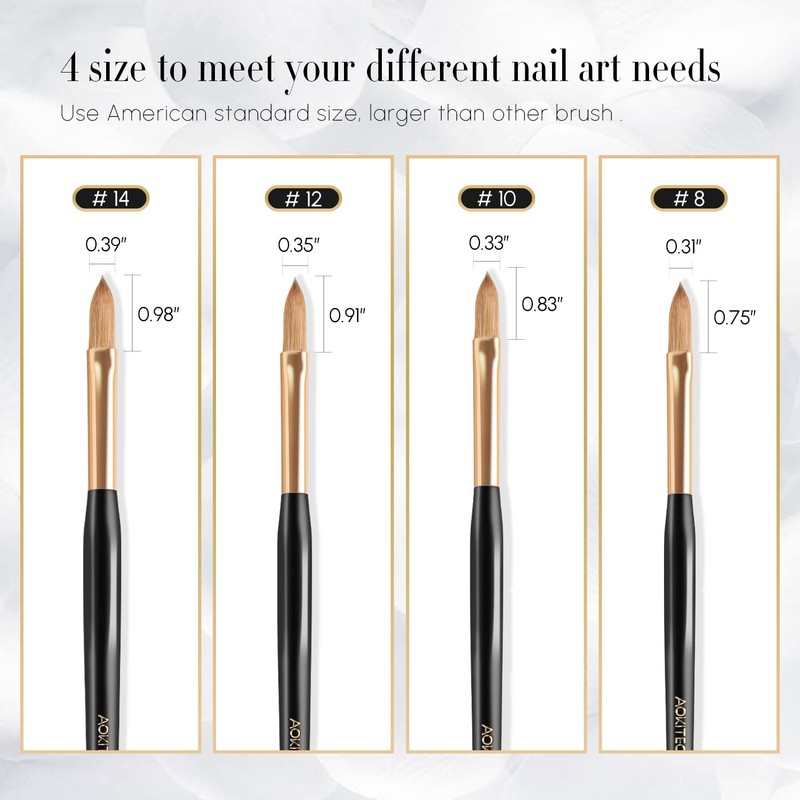 Acrylic Brush for Nails Aokitec 100% Sable Kolinsky Nail Brush