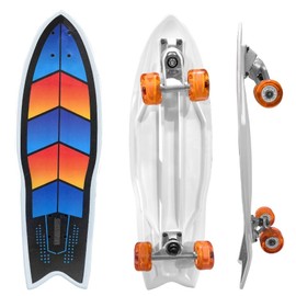 Surfskate Kids Skateboard Surf Skate Trucks for Kids Front Caster Wheel Rotates Easily for Children Great Pumping Power Heavy Duty Trucks in Rear Graphics on Grip Tape 31” Long X 9” Wide
